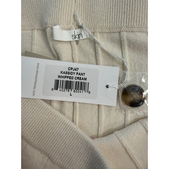 Skin Worldwide Kassidy Pant Women's L Whipped Cream Button Wide Leg Lounge Knit - Picture 3 of 9